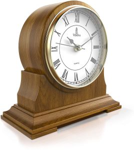 Silent Decorative Wood Mantle Clock Battery Operated