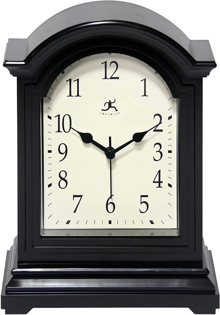 Infinity Instruments Black Antique Grandfather Mantle Tabletop Clock