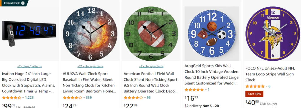 Sport wall clocks - best sellers