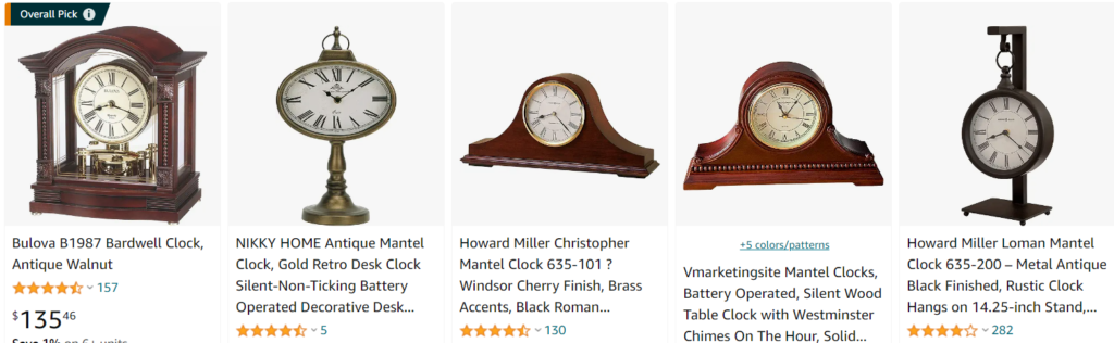 Antique Style Mantel Clocks -Bestsellers