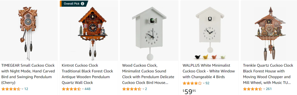 cuckoo wall clocks battery operated - bestsellers