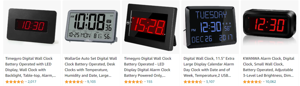 Digital wall clocks battery operated - bestsellers