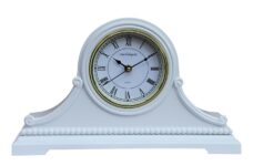 White wooden mantel clock