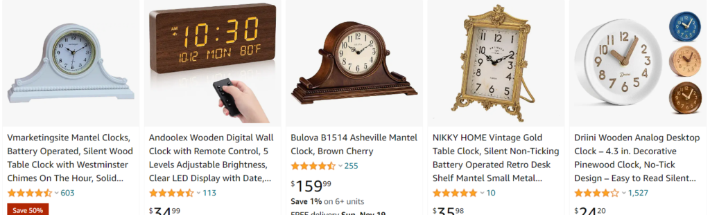 White wooden mantel clocks - bestsellers