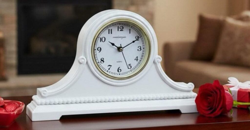 Charming whire mantel clocks for living room inspiration